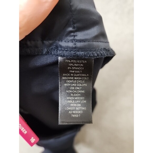 Worthington Curvy Fit Perfect Trouser Dress Pants Womens 16 Navy Blue Career NEW - Picture 10 of 11